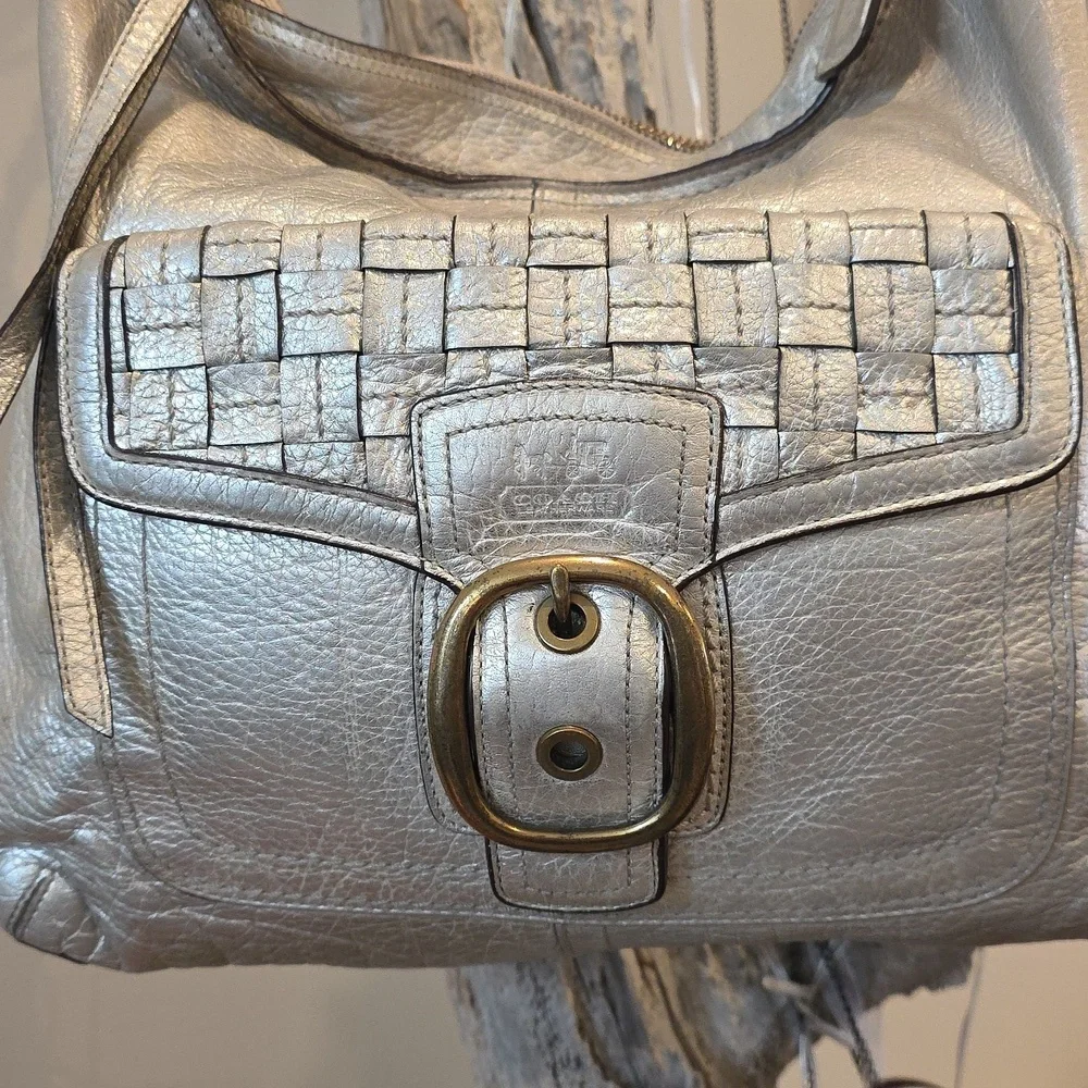 Coach Bleecker Pewter/Silver Metallic Featuring Tattersall Lining